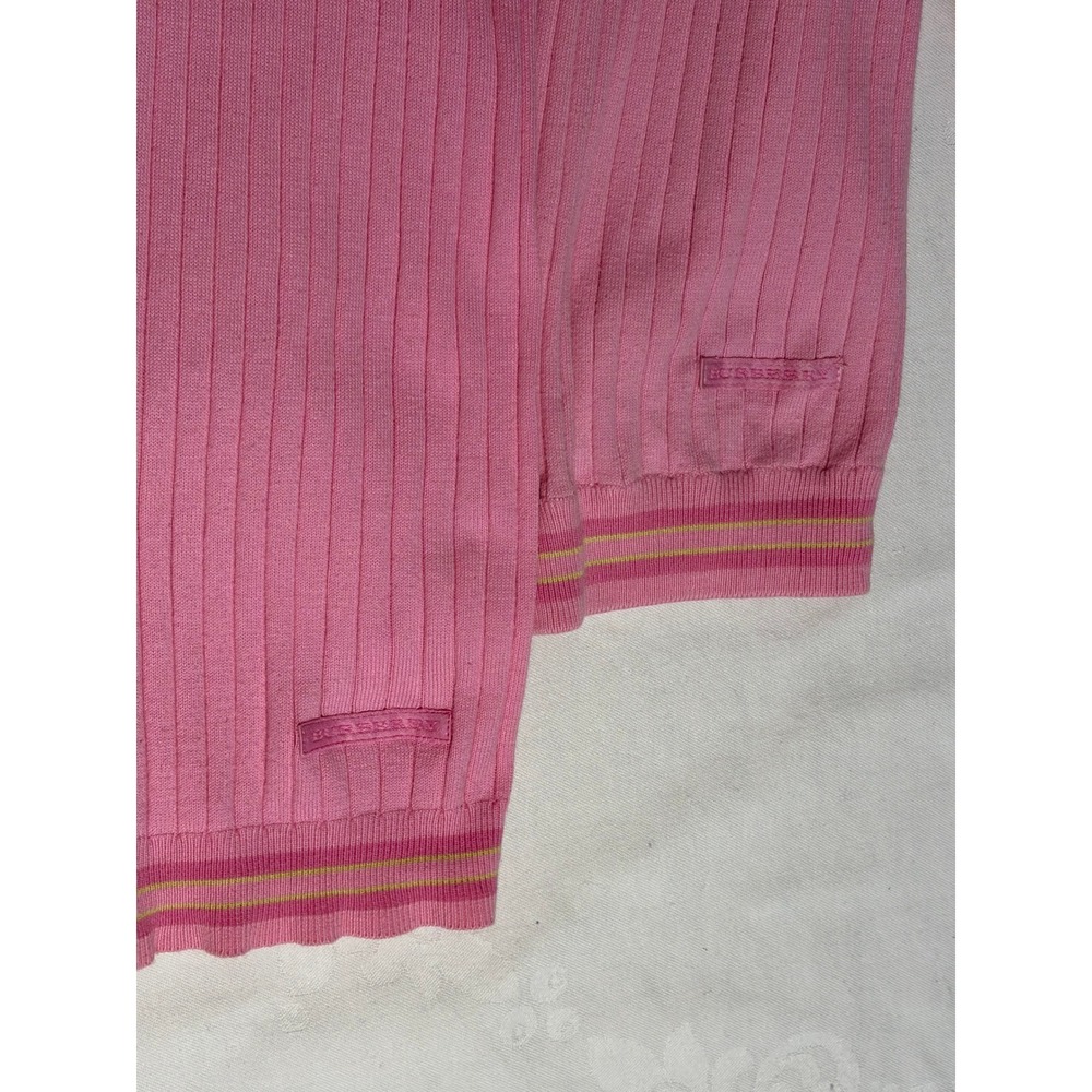 Burberry Golf Pink Ribbed Cotton Full Zip Cardigan & Shell Set Made in Italy M - Picture 5 of 9